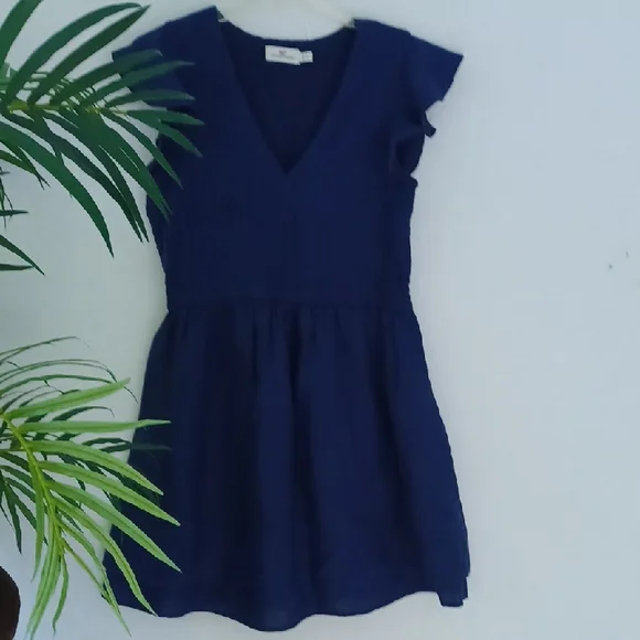 Vineyard Vines Deep Blue Linen Dress - Picture 1 of 9